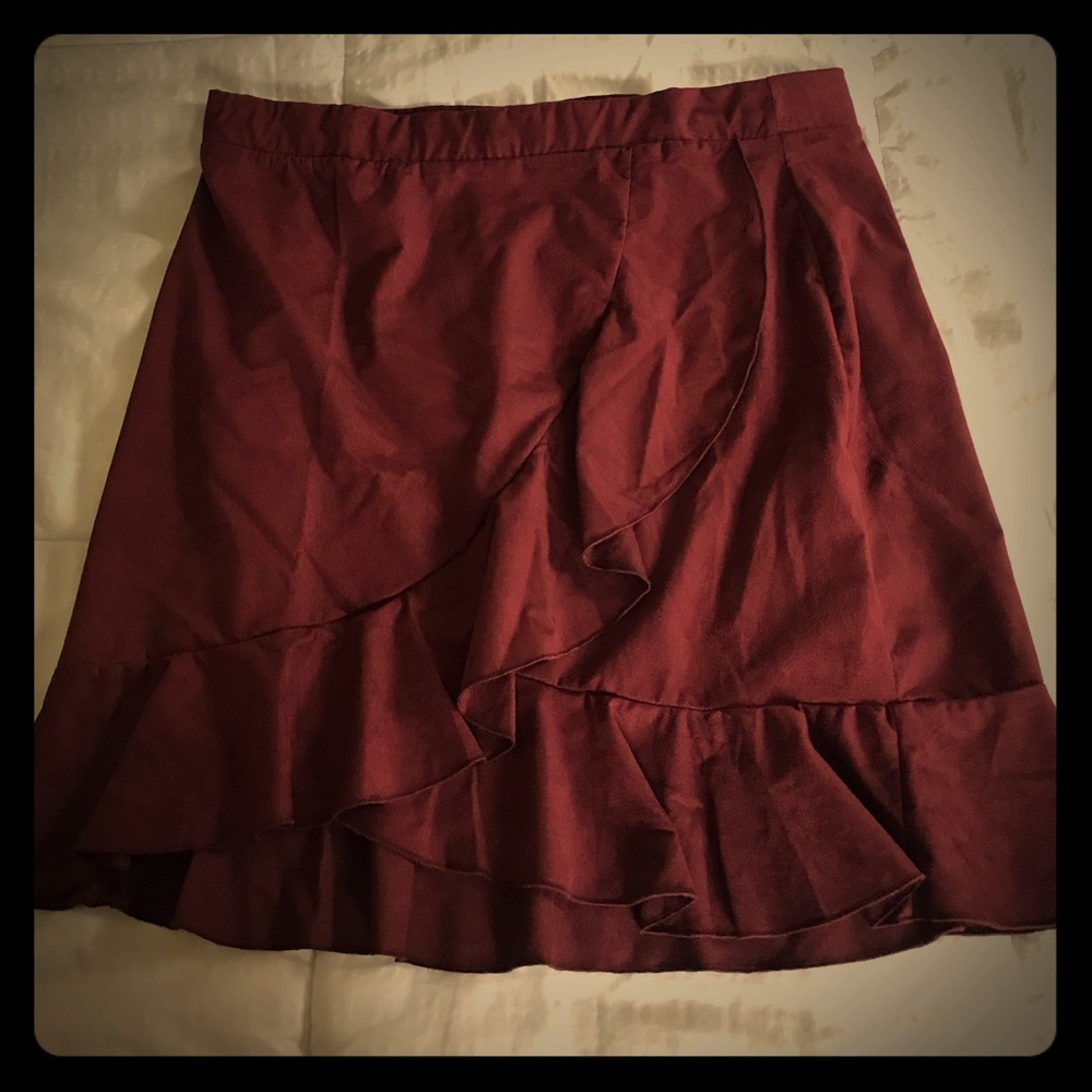 XL suede maroon mini skirt